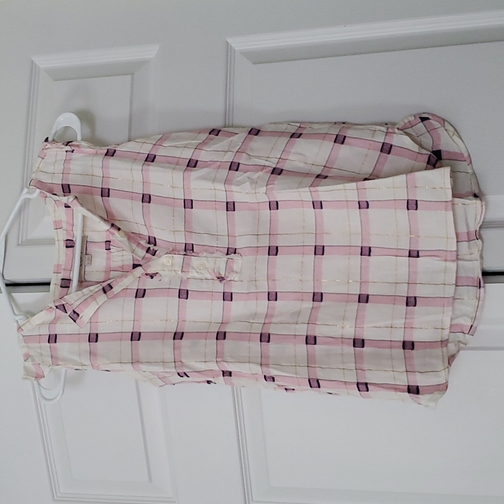 XS Plaid Ruffle Sleeve Loft Tank Top
